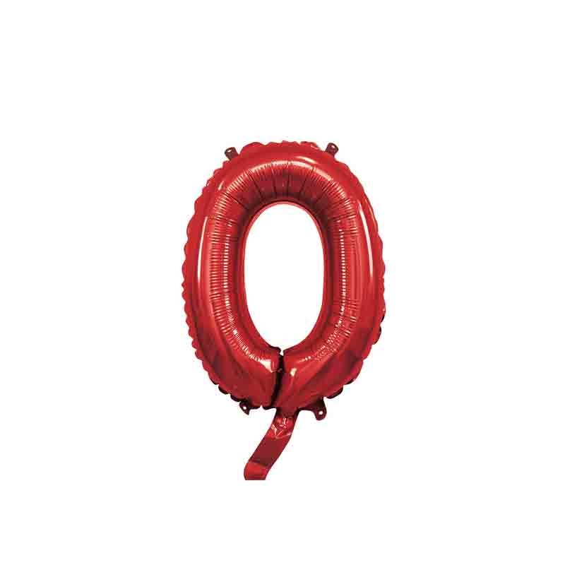palloncino foil numero 0 rosso Mini 14- 35 cm con valvola 996905-01