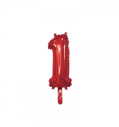 palloncino foil numero 1 rosso Mini 14- 35 cm con valvola 996912-01