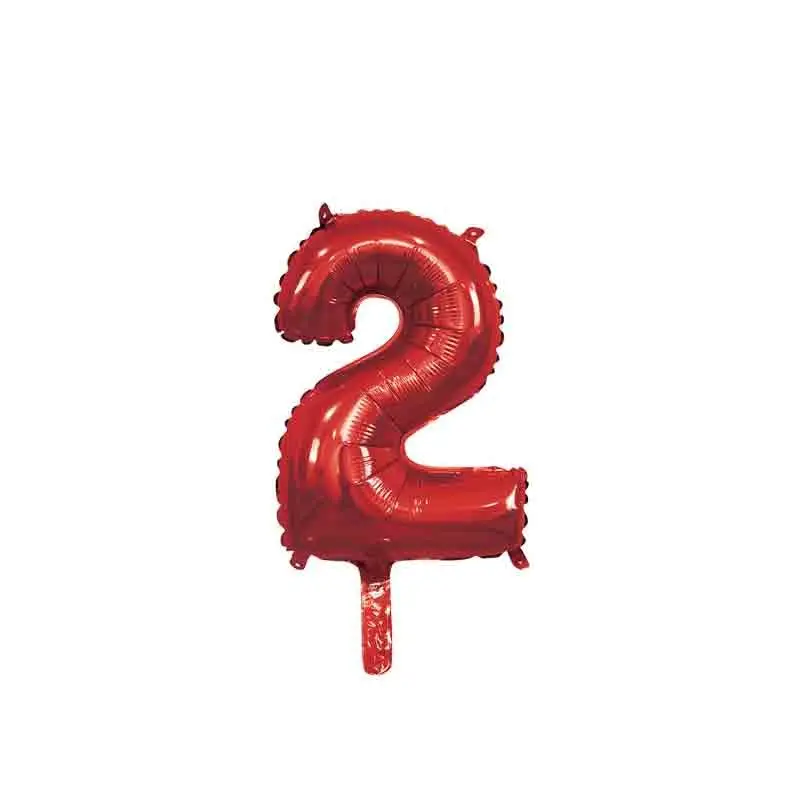 palloncino foil numero 2 rosso Mini 14- 35 cm con valvola 996929-01