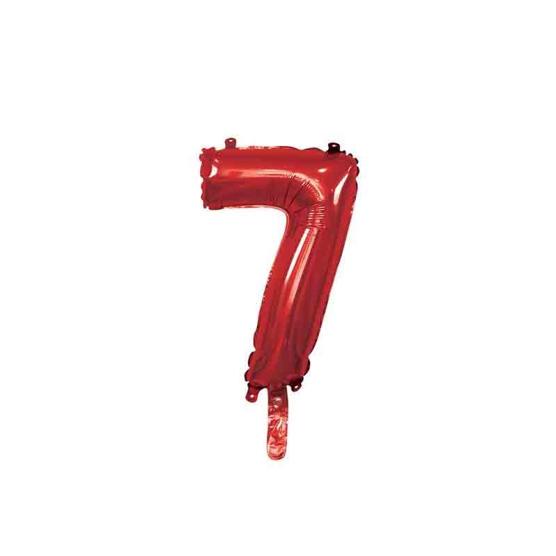 palloncino foil numero 7 rosso Mini 14- 35 cm con valvola 996974-01