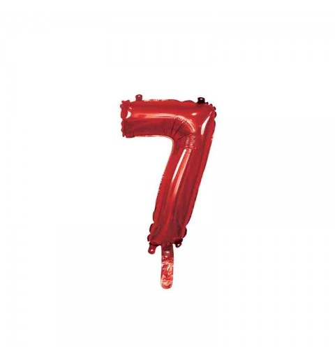 palloncino foil numero 7 rosso Mini 14- 35 cm con valvola 996974-01