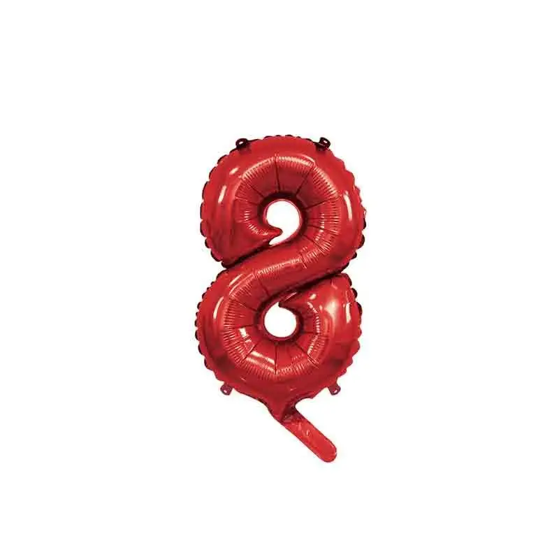 palloncino foil numero 8 rosso Mini 14- 35 cm con valvola 996981-01