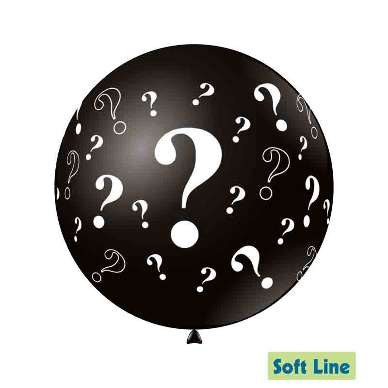 Palloncino Soft Line nero stampa globo simbolo ? 36-91cm  SLPS36 GLO-73