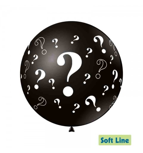 Palloncino Soft Line nero stampa globo simbolo ? 36-91cm  SLPS36 GLO-73