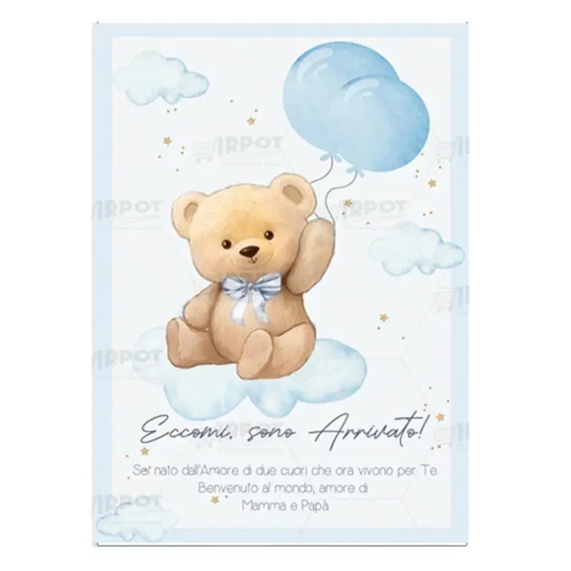 Cartellone di benvenuto orsetto Teddy Celeste