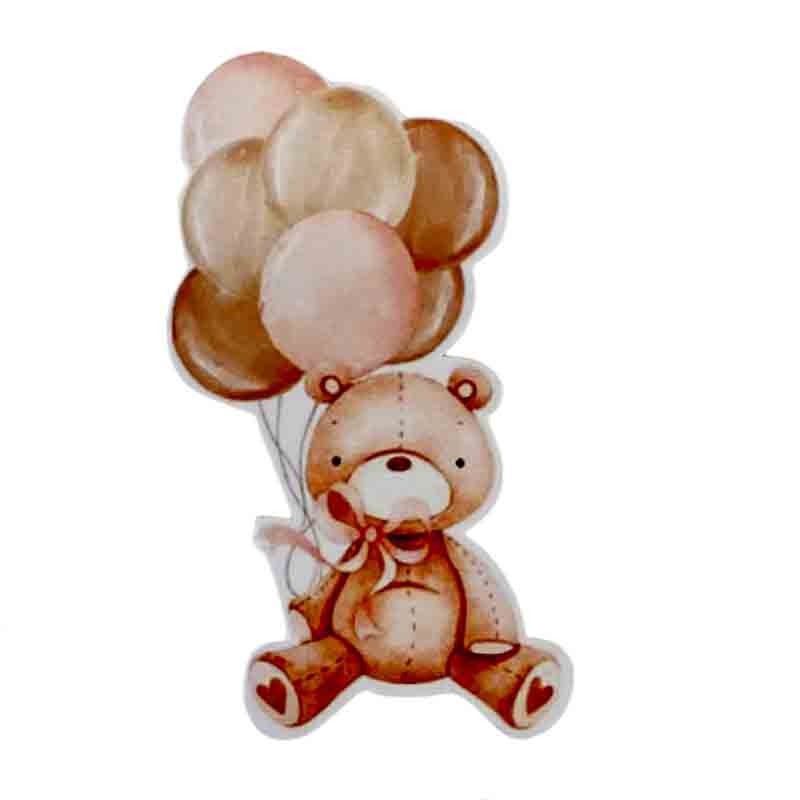 Sacchetti juta con tags orsetto palloncini rosa - 10 pz