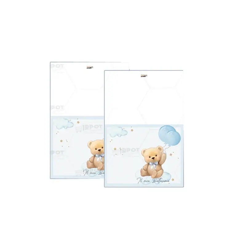 Targhetta segnagusto Battesimo Teddy Celeste  - 9 PZ
