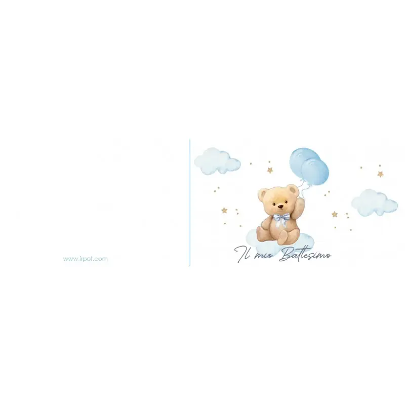 Bigliettino Bomboniera Battesimo Teddy Celeste - 1 pz