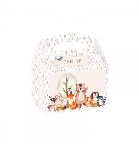 Box Contenitore Caramelle e Pop Corn tema Animaletti del bosco - 12 pz