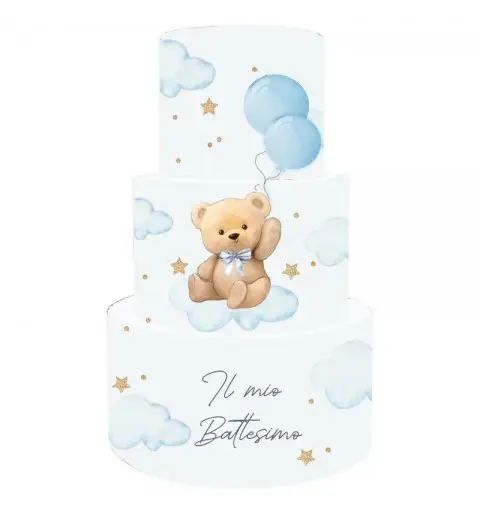 Torta Scenografica per Battesimo Teddy Celeste