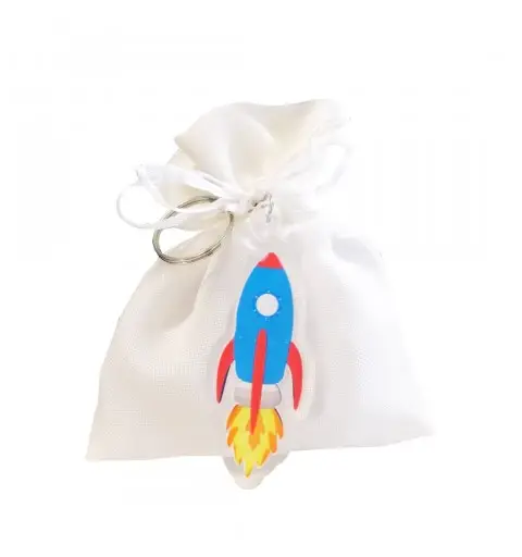 10 Sacchetti portaconfetti + 10 portachiavi Razzo / Spazio