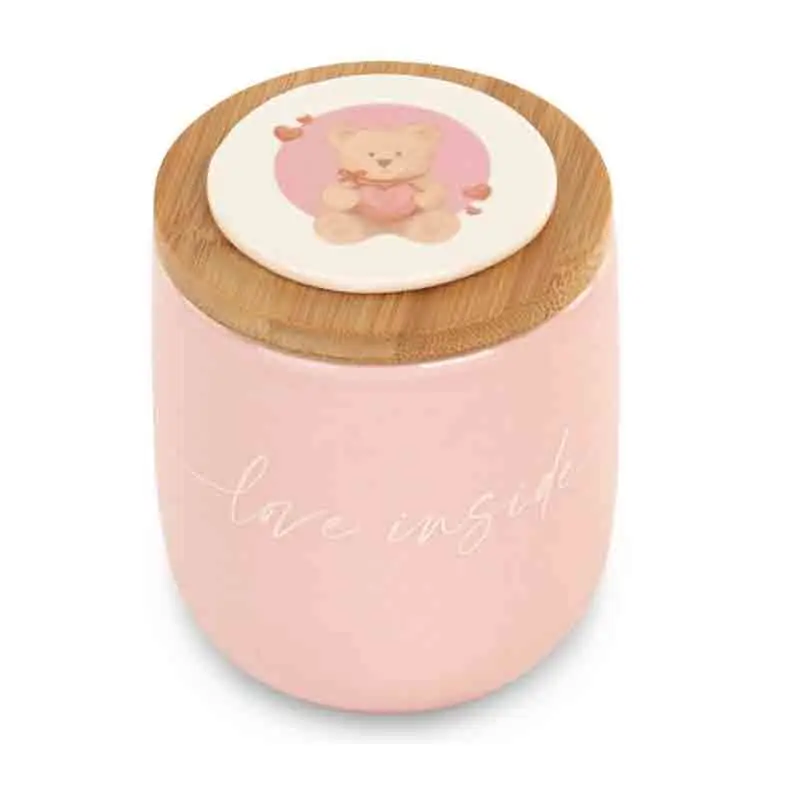 candela barattolo rosa orsetto BA-29353M grande