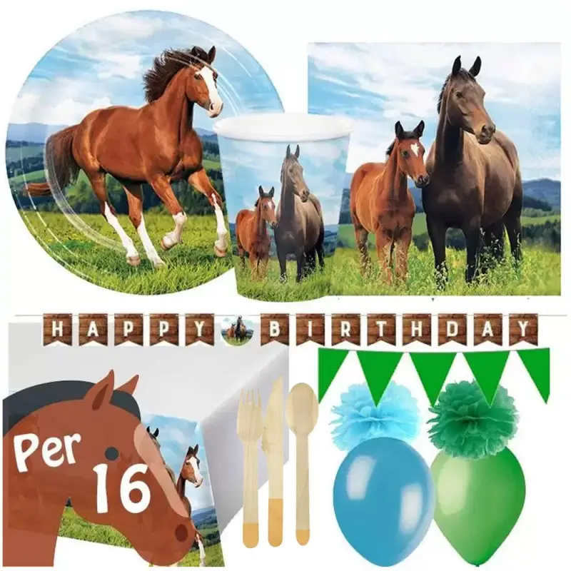 KIT N.54 CAVALLI VERDE - SET FESTA COMPLEANNI
