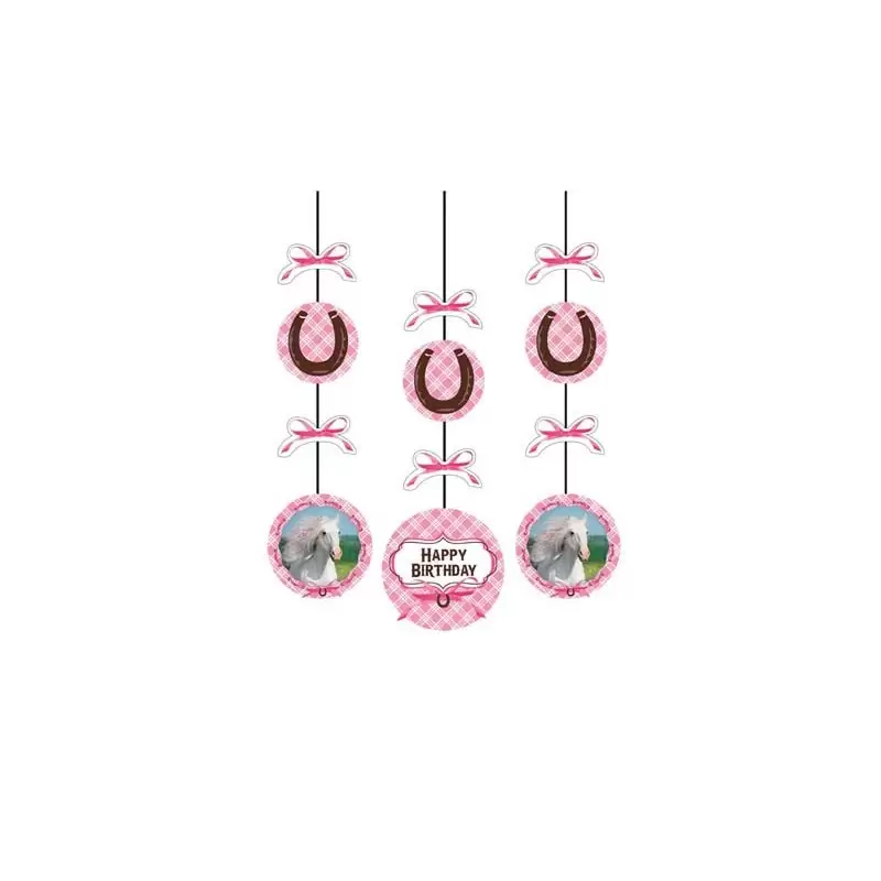 FESTONE PENDENTE "HEART MY HORSE" CAVALLI ROSA ADDOBBI FESTA PARTY 3 PZ 