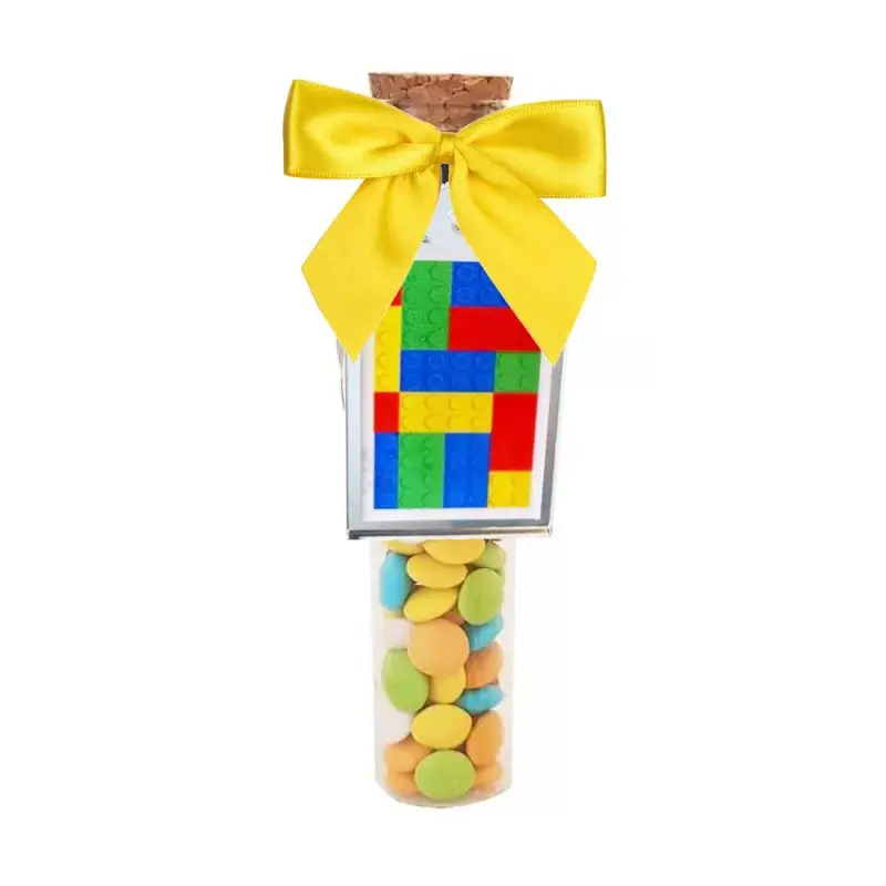 Bomboniere Lego - Block Party con portachiavi in plexiglass e provette in Vetro kit fai da te