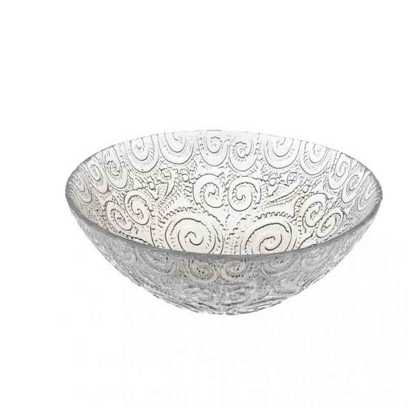 ciotola bowl in vetro trasparente decorato. diametro cm. 17 - altezza cm. 6 FR54/17