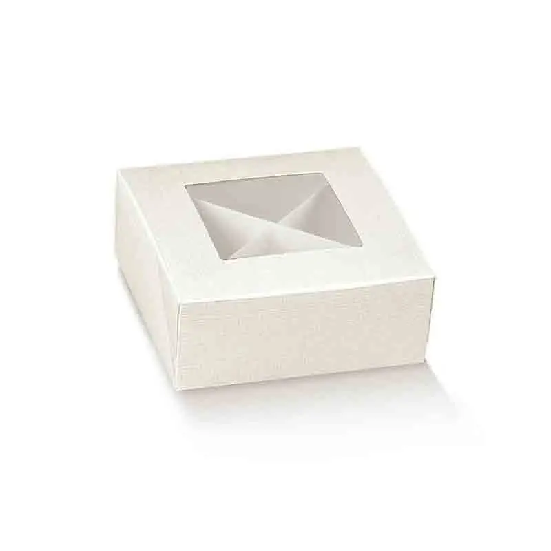 Scatola in cartone finestra in PLA e inserto separatore 100 mm x 100 mm x 40 mm 12921