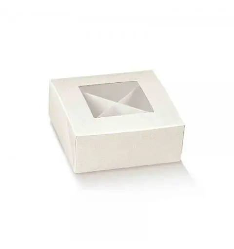 Scatola in cartone finestra in PLA e inserto separatore 100 mm x 100 mm x 40 mm 12921