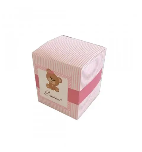 Scatolina portaconfetti Nascita Orsetta Rosa - 50 pz