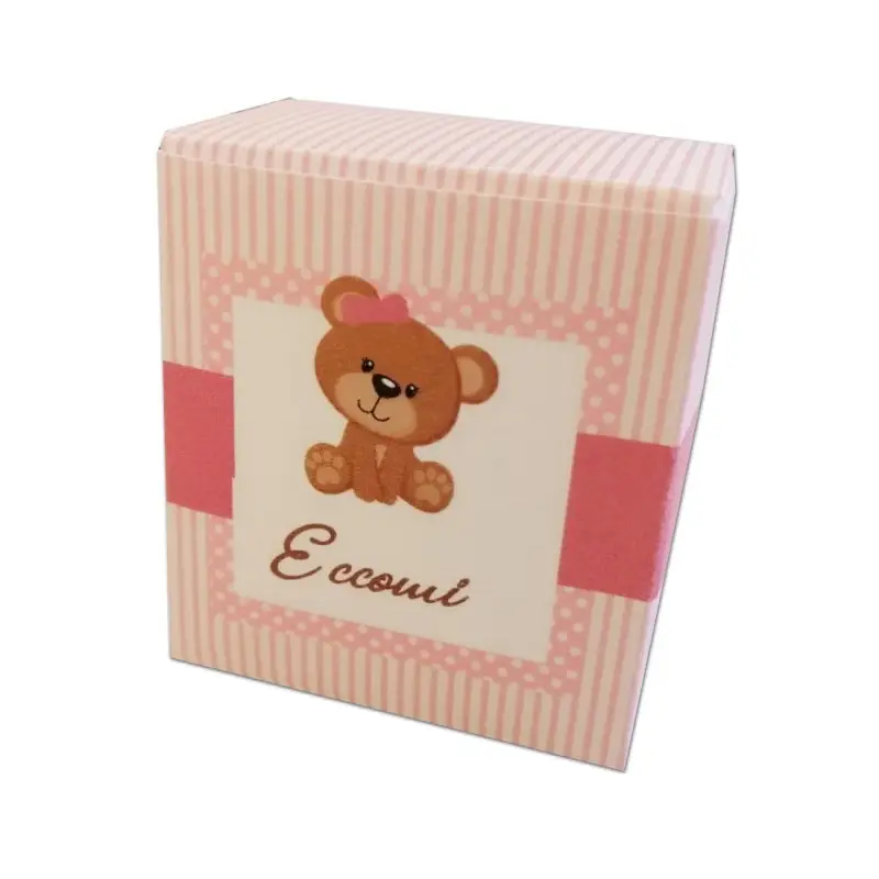 Scatolina portaconfetti Nascita Orsetta Rosa - 50 pz
