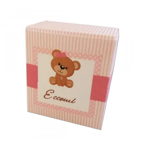 Scatolina portaconfetti Nascita Orsetta Rosa - 50 pz