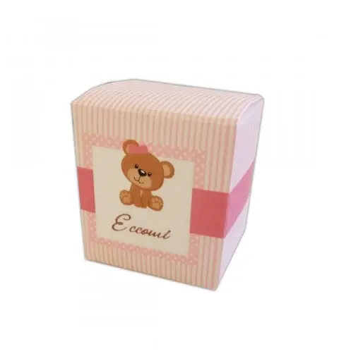 Scatolina portaconfetti Nascita Orsetta Rosa - 50 pz