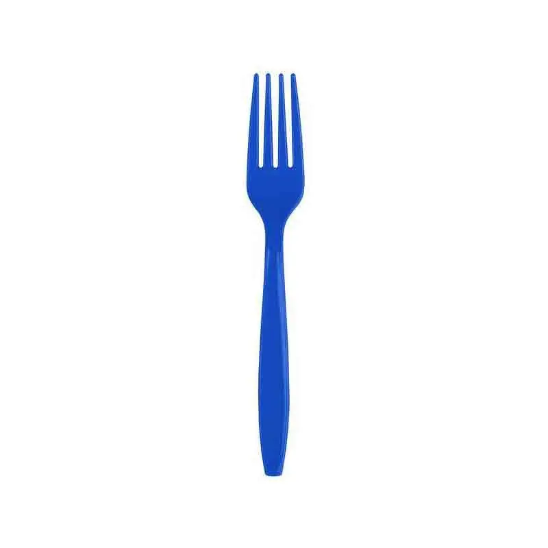 24 forchette in plastica riutilizzabile blu