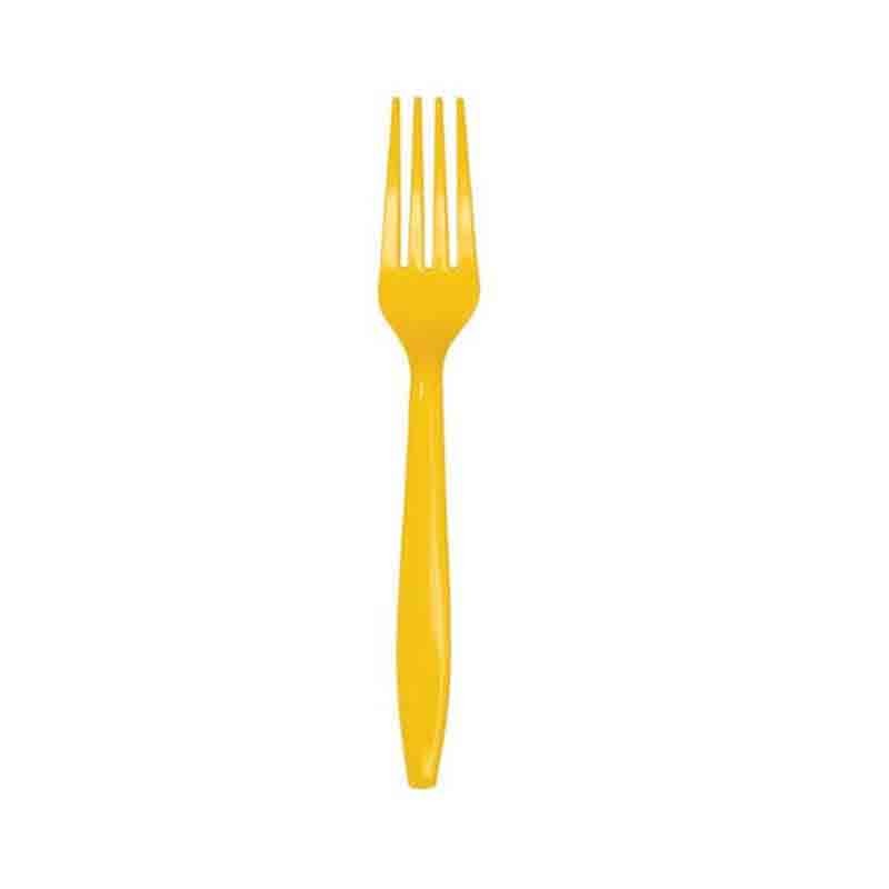 24 forchette in plastica riutilizzabile gialle