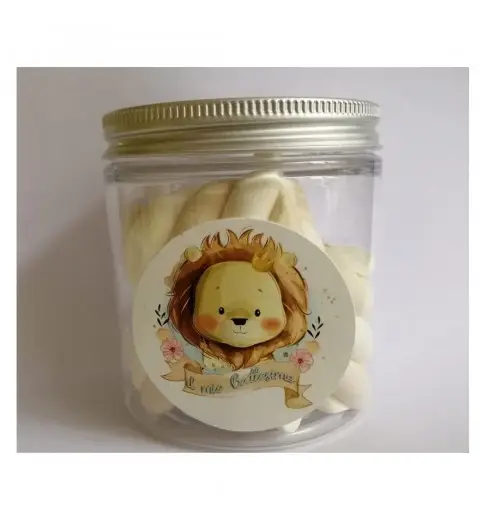 Marshmallow in barattolo per Battesimo a tema Leoncino 20pz