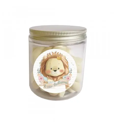 Marshmallow in barattolo per Battesimo a tema Leoncino 20pz