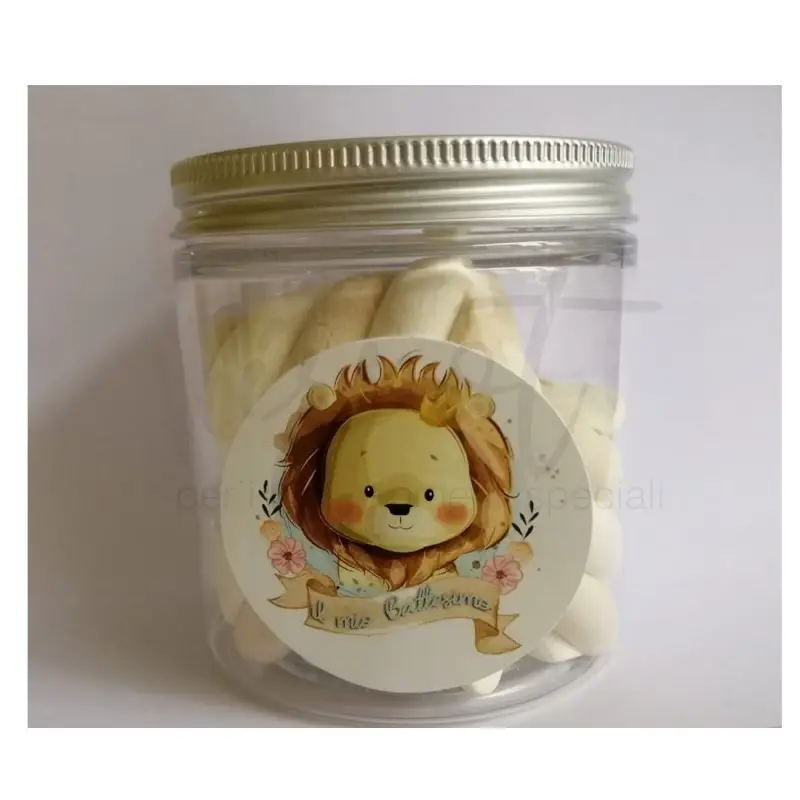 Marshmallow in barattolo per Battesimo a tema Leoncino 20pz