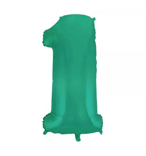 Palloncino foil numero 1 Satin Velvet Aquamarina Mega 101 cm C001254-01