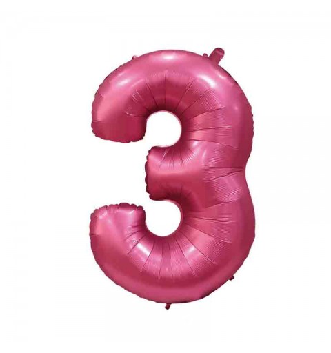 Palloncino foil numero 3 Satin velvet Pomegranate 101 cm 6579862-01 Velluto satinato Melograno