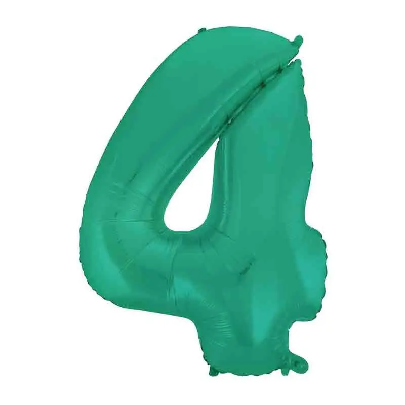 Palloncino foil numero 4 Satin Velvet Aquamarina Mega 101 cm C001285-01