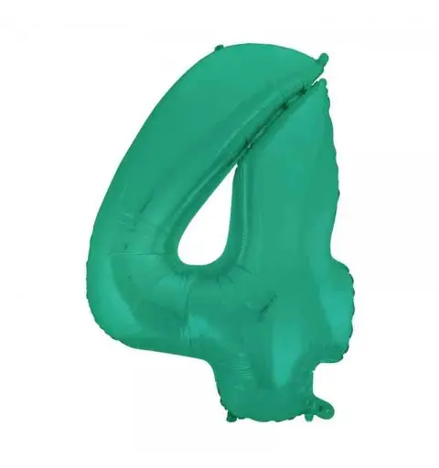 Palloncino foil numero 4 Satin Velvet Aquamarina Mega 101 cm C001285-01