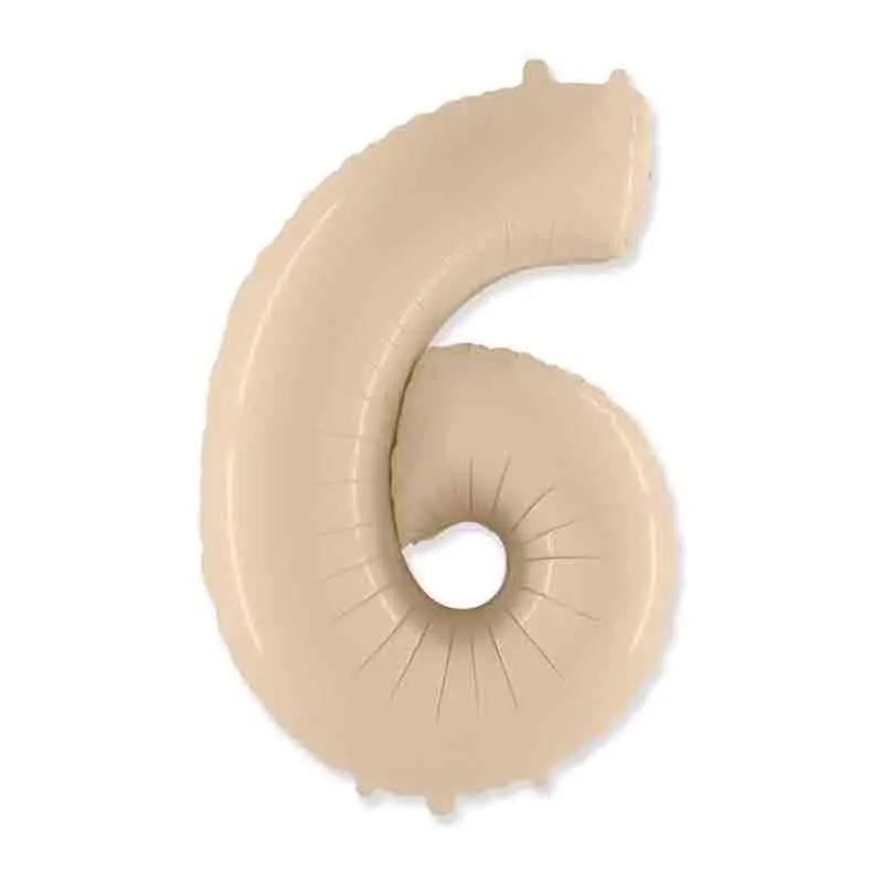 Palloncino foil numero 6 Crema 101 cm 901767SCFX