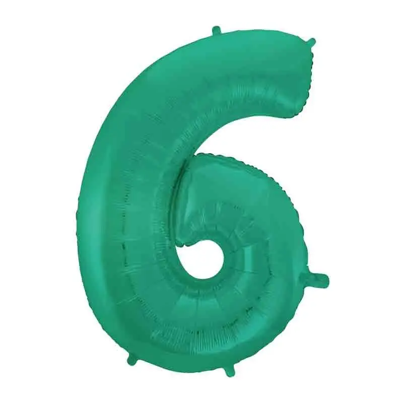 Palloncino foil numero 6 Satin Velvet Aquamarina Mega 101 cm C001308-01