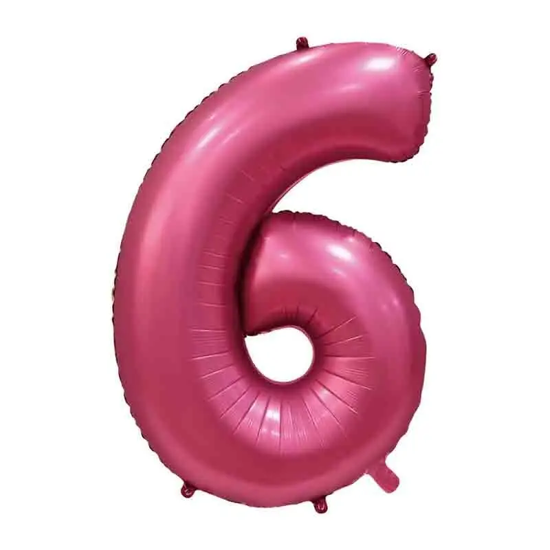 Palloncino foil numero 6 Satin velvet Pomegranate 101 cm 6579893-01 Velluto satinato Melograno