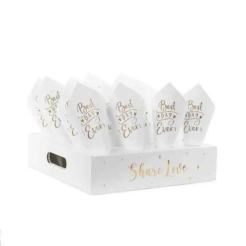 set 1 Supporto + 16 coni porta confetti scritta oro SNK1