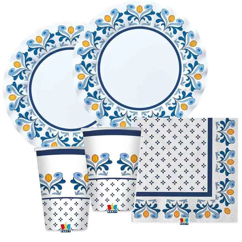 kit tavola tema Capri per 16 persone