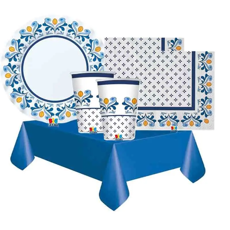 kit tavola tema Capri per 32 persone