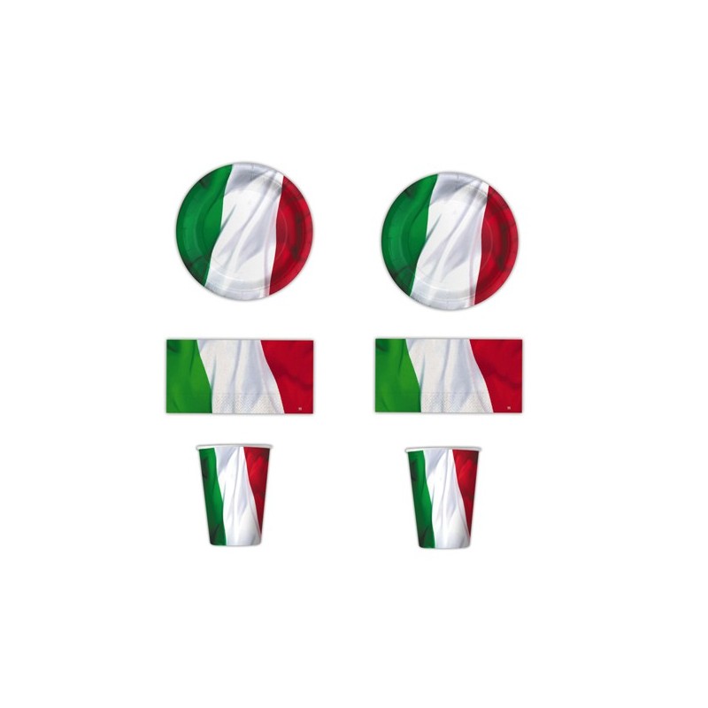 KIT N 2 COORDINATO TAVOLA BANDIERA ITALIANA SET FESTA ITALIA PARTY COMPLEANNO