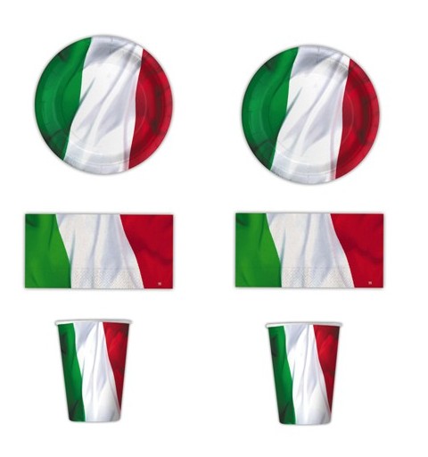 KIT N 2 COORDINATO TAVOLA BANDIERA ITALIANA SET FESTA ITALIA PARTY COMPLEANNO