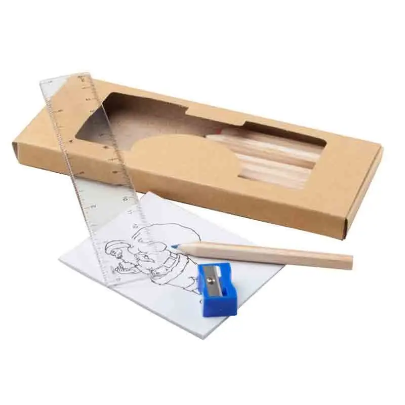 Set disegno composto da 10 matite colorate, 1 temperino, 1 righello ed un blocco da colorare AP761866 76×177×14 mm