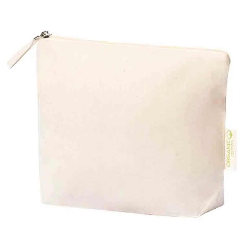 Trousse per cosmetici in 100% cotone organico da 175 g/m² e cerniera AP722133-00 naturale 215×160×60 mm