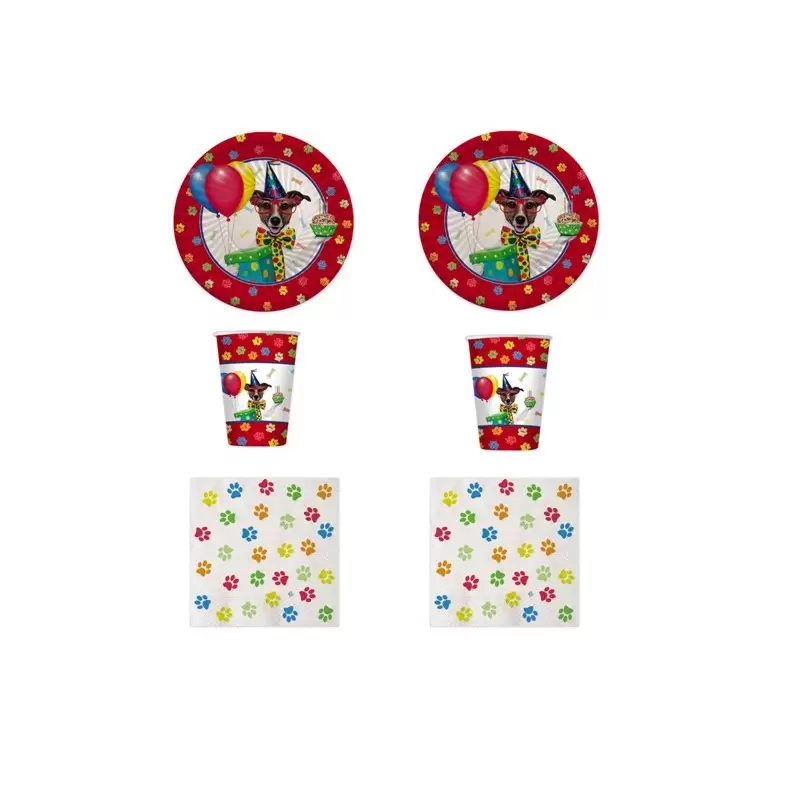 KIT N 2 COORDINATO DOG PARTY SET TAVOLA PARTY FESTA COMPLEANNO CAGNOLINO CANE