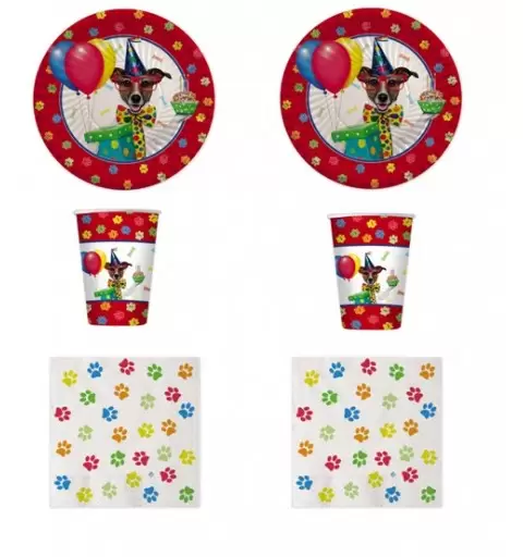 KIT N 2 COORDINATO DOG PARTY SET TAVOLA PARTY FESTA COMPLEANNO CAGNOLINO CANE