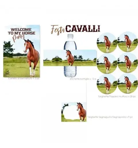 Kit 16 persone Cavalli con festa in carta