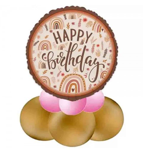 Centrotavola di palloncini happy birthday boho