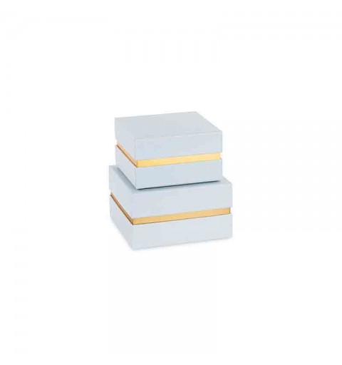 set 2 scatoline carta da zucchero oro con inserto 29420 120 x 120 x 70 / 140 x 140 x 80 mm